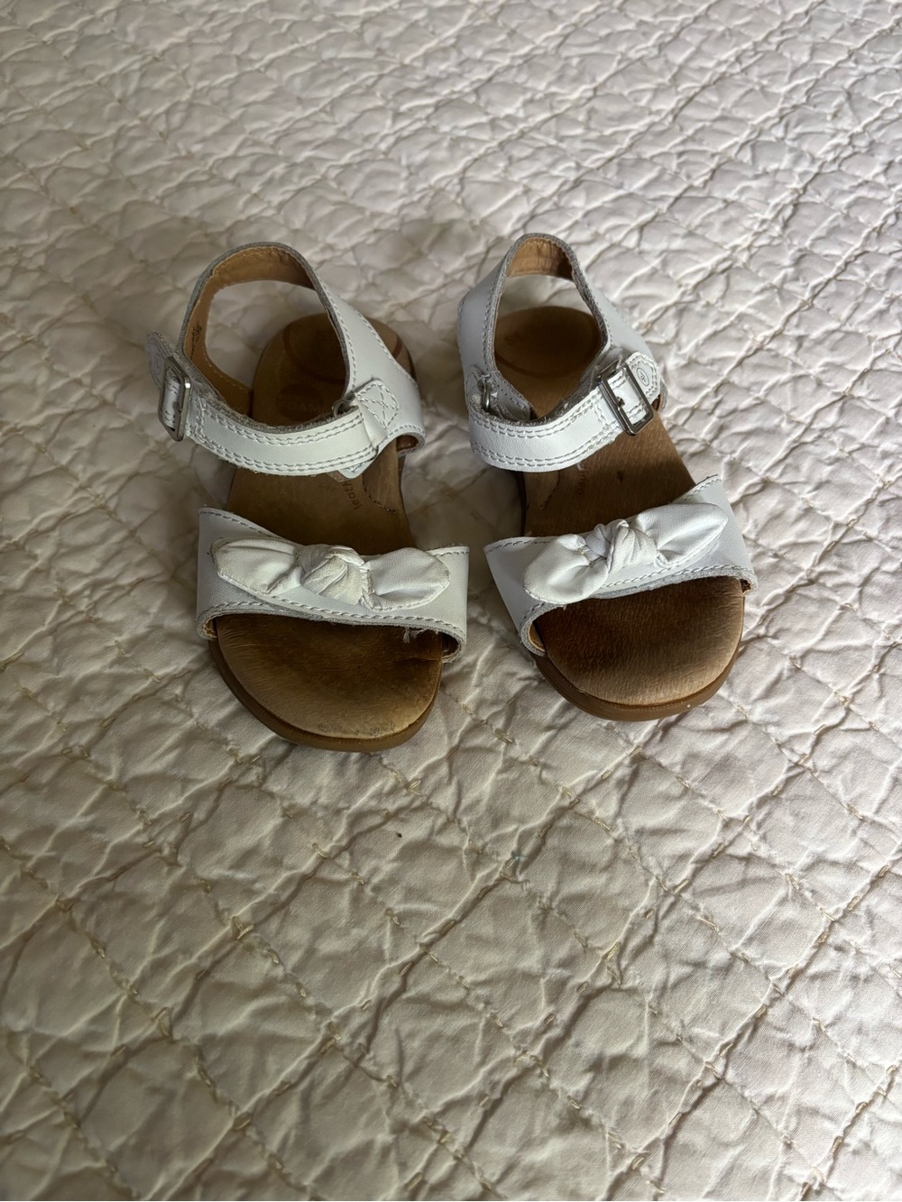 Toddler White Bow Strap Stride Rite Sandals